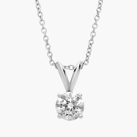 diamond solitaire pendant necklace in 14k white gold